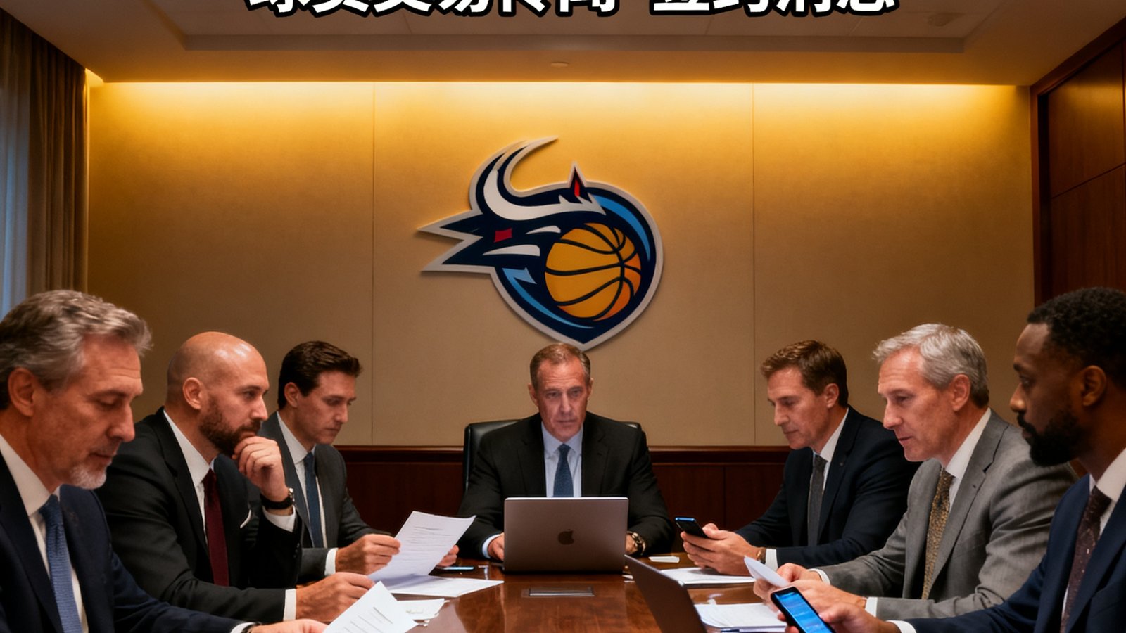 NBA转会市场最新动态报道，球员交易传闻和签约消息的新闻配图，展示球队管理层谈判场景